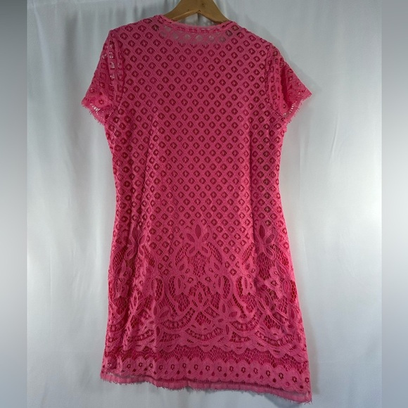 Isaac Mizrahi Beautiful Pink Lace Dress Lined Medium No Zipper - Picture 5 of 14